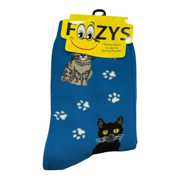 Foozy’s Novelty Blue Cat Socks NWT Size 9-11 Adult - Picture 1 of 4
